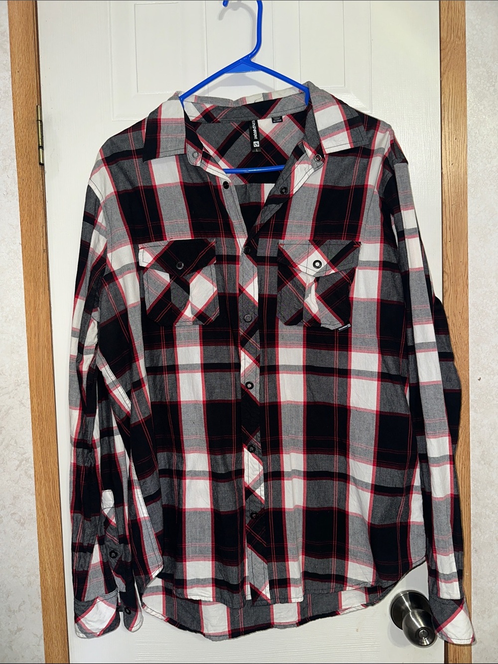 Ocean Current Black, White & Red Plaid Button-Down Shirt